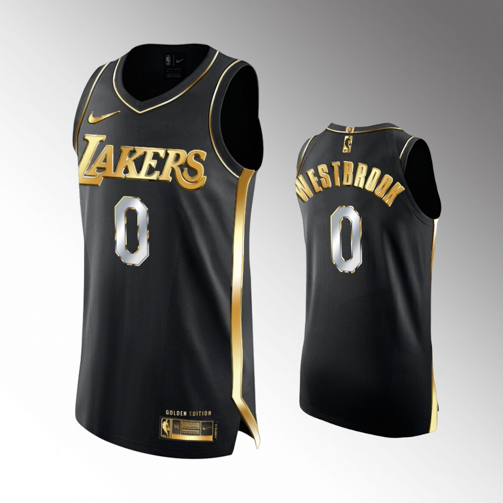 Russell Westbrook Los Angeles Lakers 2021 Golden Edition Black Authentic 2021 Trade Basketball Jersey
