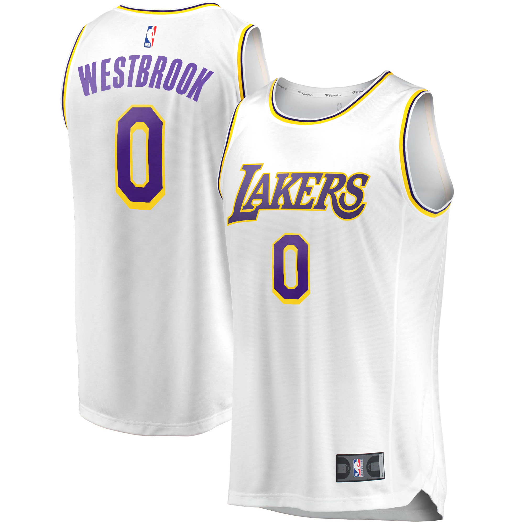 Russell Westbrook Los Angeles Lakers Fanatics Branded 2020/21 Fast Break Replica Player Basketball Jersey White - Association Edition