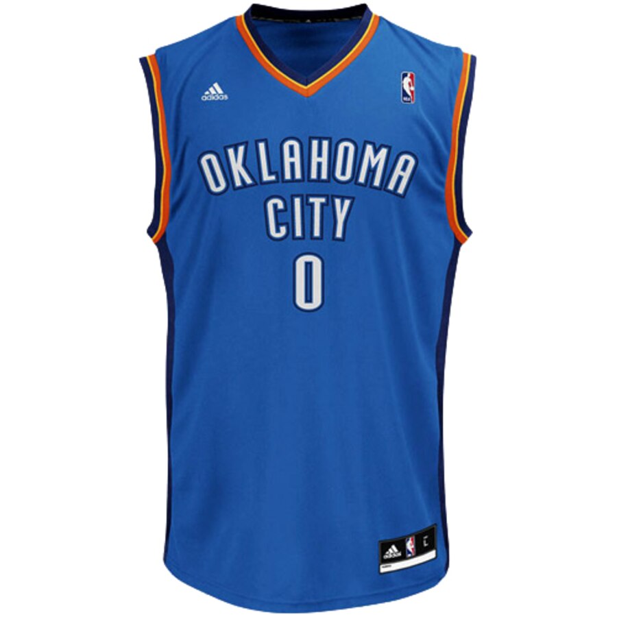 Alternative view of Russell Westbrook Oklahoma City Thunder Adidas Youth Replica Road Basketball Jersey - Light Blue