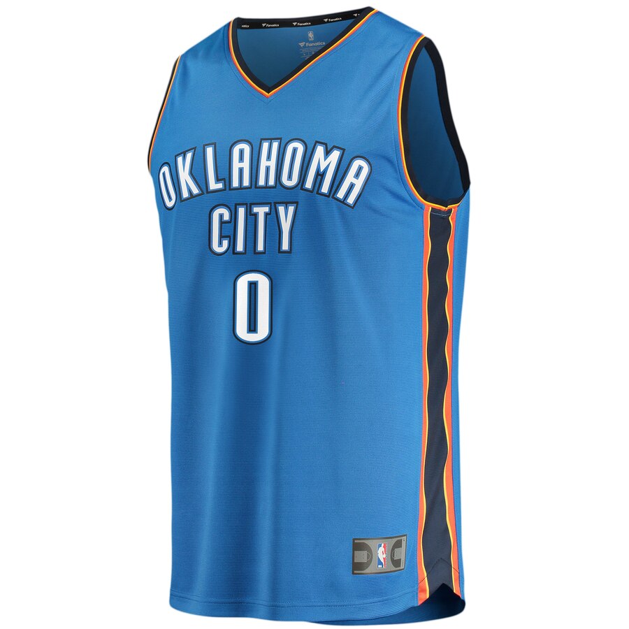 Alternative view of Russell Westbrook Oklahoma City Thunder Fanatics Branded Fast Break Replica Basketball Jersey Blue - Icon Edition