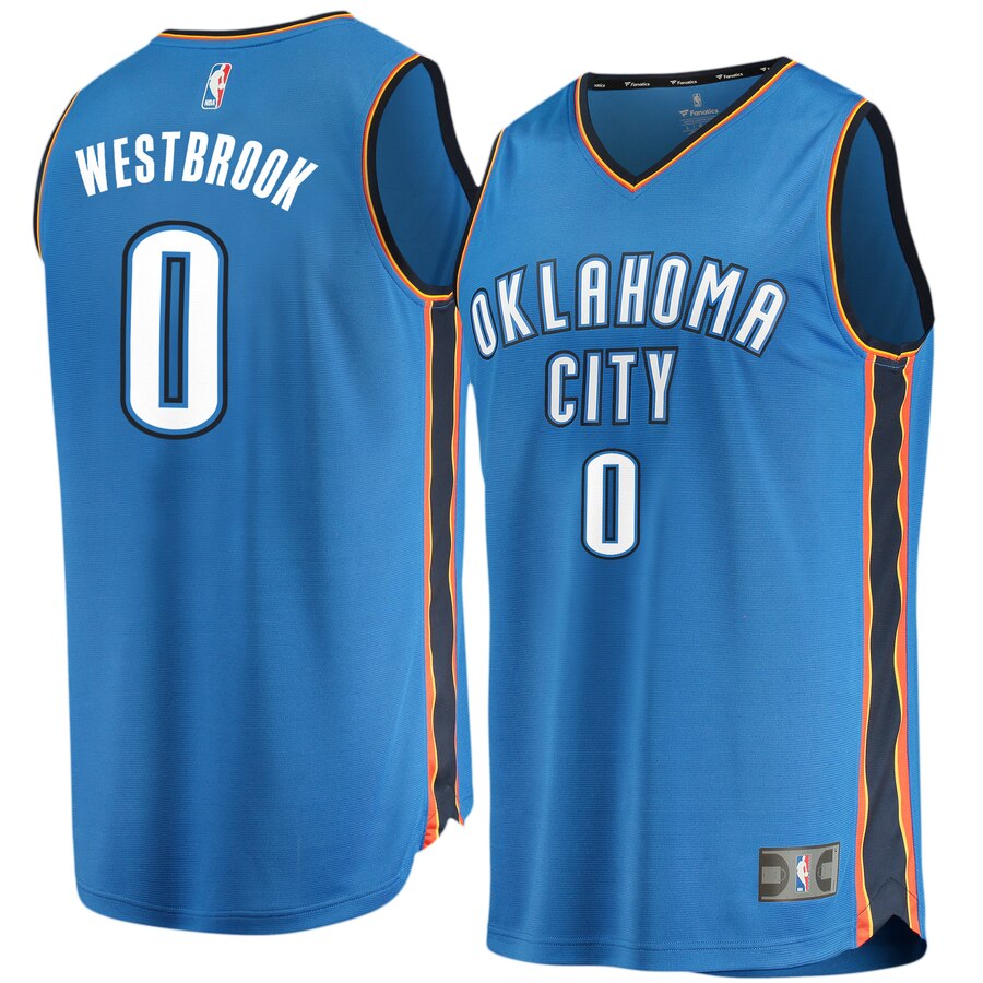 Russell Westbrook Oklahoma City Thunder Fanatics Branded Fast Break Replica Basketball Jersey Blue - Icon Edition