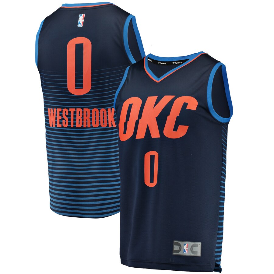 Russell Westbrook Oklahoma City Thunder Fanatics Branded Fast Break Replica Basketball Jersey Navy - Statement Edition