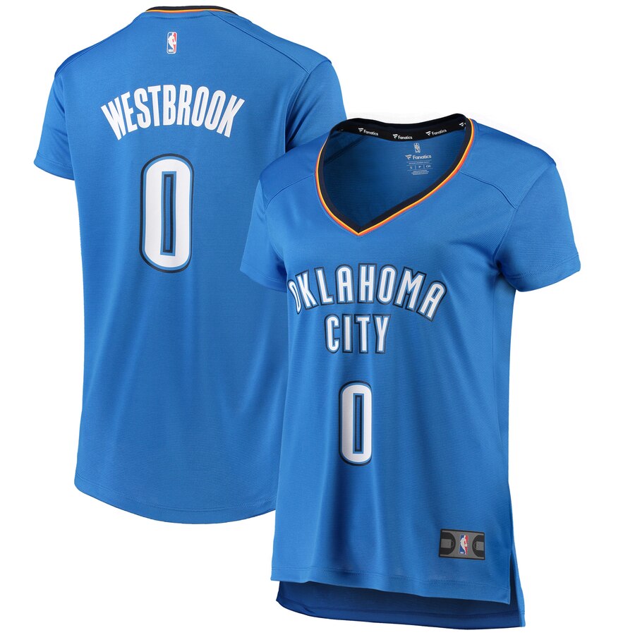 Russell Westbrook Oklahoma City Thunder Fanatics Branded Women's Fast Break Iconic Edition Basketball Jersey - Blue