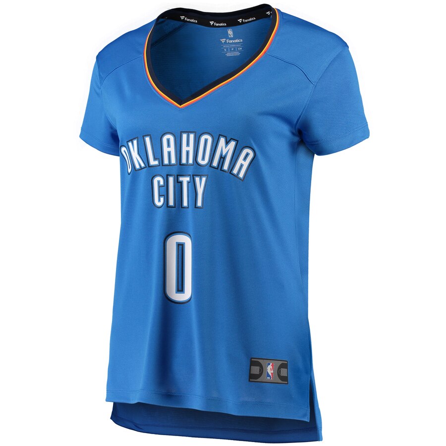Alternative view of Russell Westbrook Oklahoma City Thunder Fanatics Branded Women's Fast Break Iconic Edition Basketball Jersey - Blue