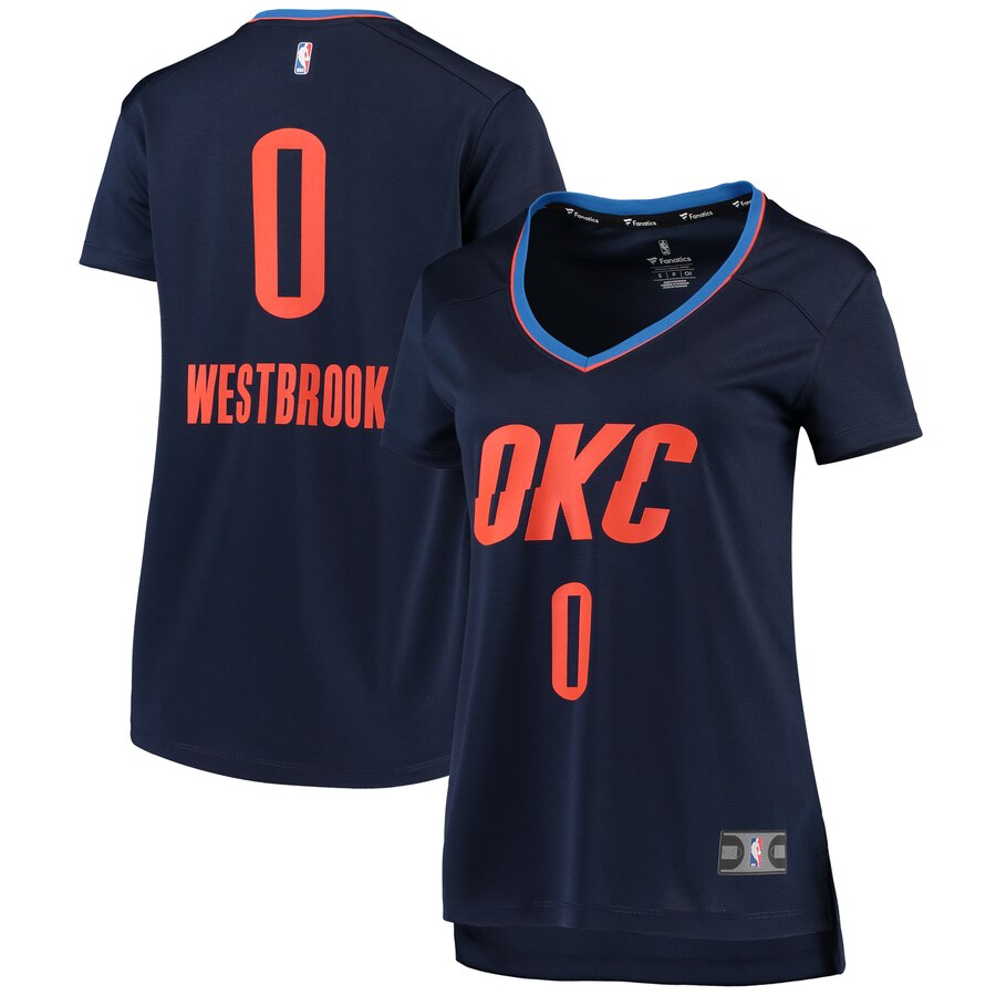 Russell Westbrook Oklahoma City Thunder Fanatics Branded Women's Fast Break Replica Statement Edition Basketball Jersey - Navy