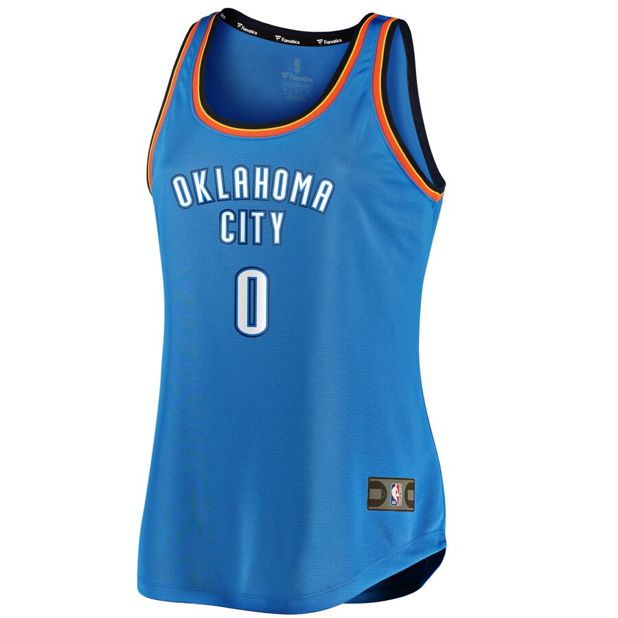 Alternative view of Russell Westbrook Oklahoma City Thunder Fanatics Branded Women's Fast Break Tank Basketball Jersey - Icon Edition - Blue