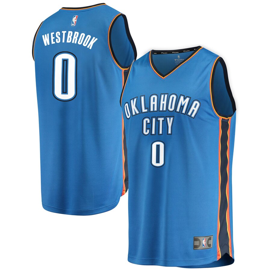 Russell Westbrook Oklahoma City Thunder Fanatics Branded Youth Fast Break Replica Basketball Jersey Blue - Icon Edition