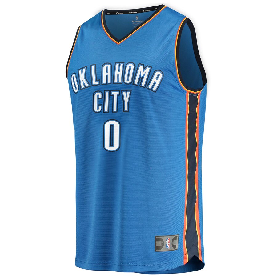 Alternative view of Russell Westbrook Oklahoma City Thunder Fanatics Branded Youth Fast Break Replica Basketball Jersey Blue - Icon Edition