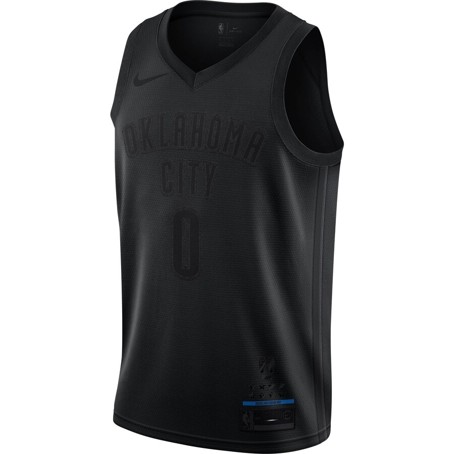 Alternative view of Russell Westbrook Oklahoma City Thunder Mvp Swingman Basketball Jersey - Black
