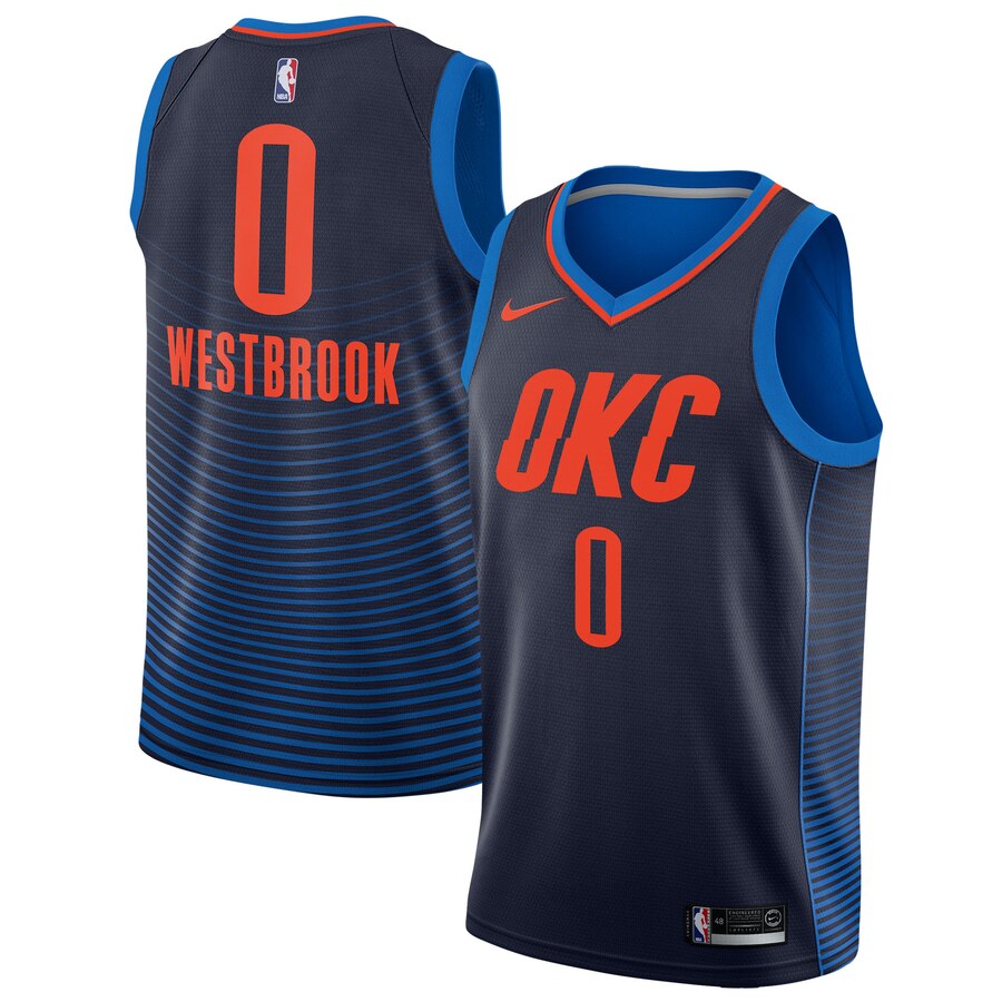 Russell Westbrook Oklahoma City Thunder Swingman Basketball Jersey - Statement Edition - Navy