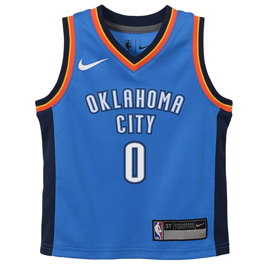 Alternative view of Russell Westbrook Oklahoma City Thunder Toddler Replica Basketball Jersey Blue - Icon Edition