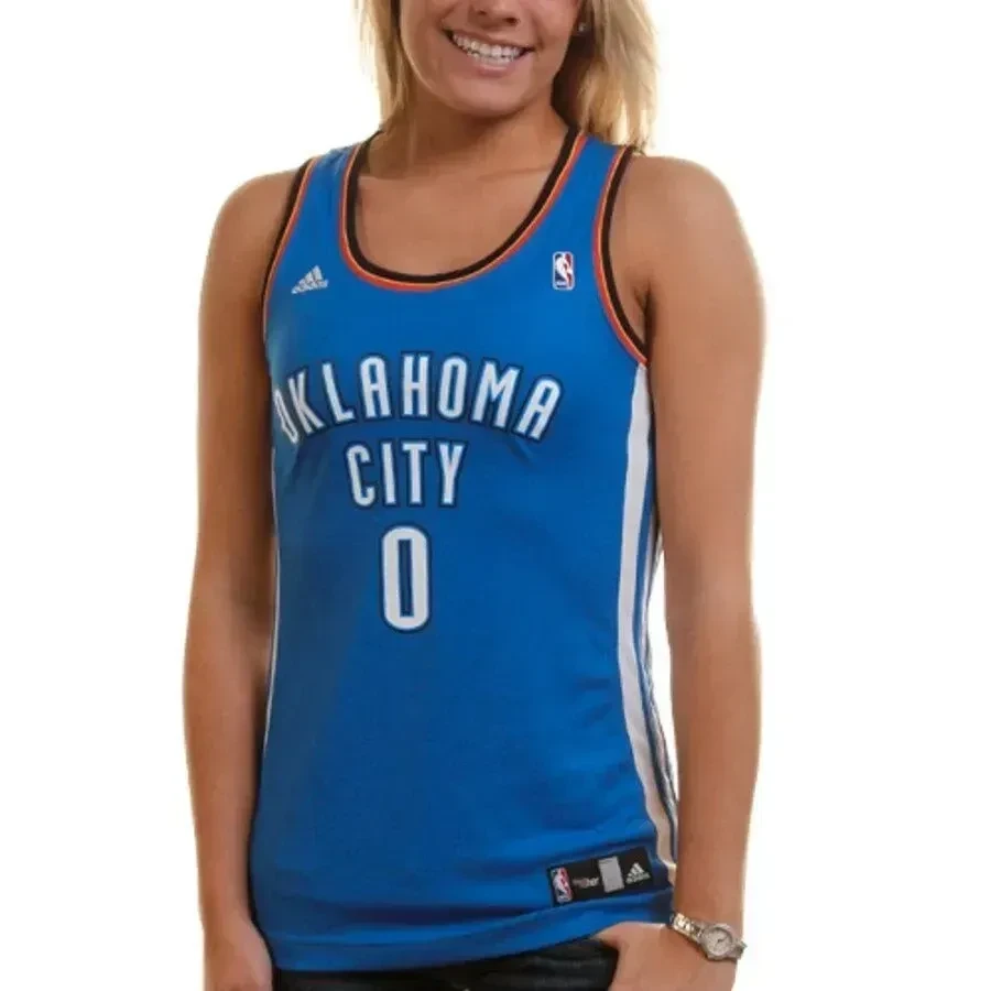 Alternative view of Russell Westbrook Oklahoma City Thunder Women's Fashion Basketball Jersey - Royal Blue - JS897 