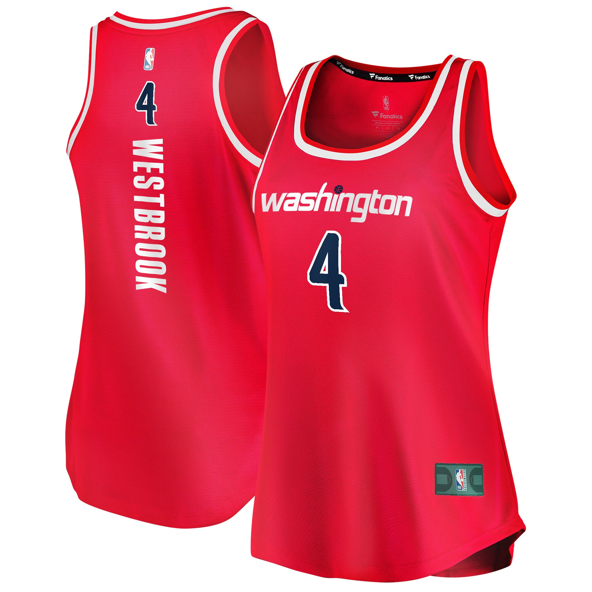 Alternative view of Russell Westbrook Washington Wizards Fanatics Branded Women's 2020/21 Fast Break Tank Jersey - Icon Edition - Red