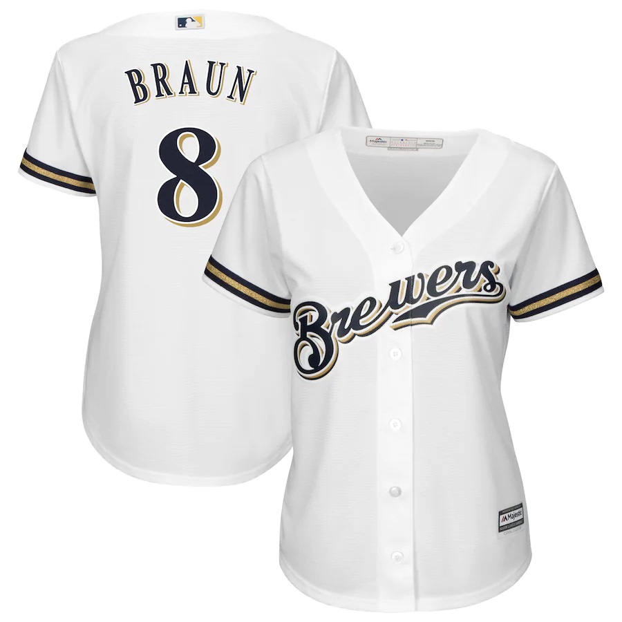 Ryan Braun Milwaukee Brewers Majestic Women's Alternate Cool Base Replica Player Baseball Jersey - White