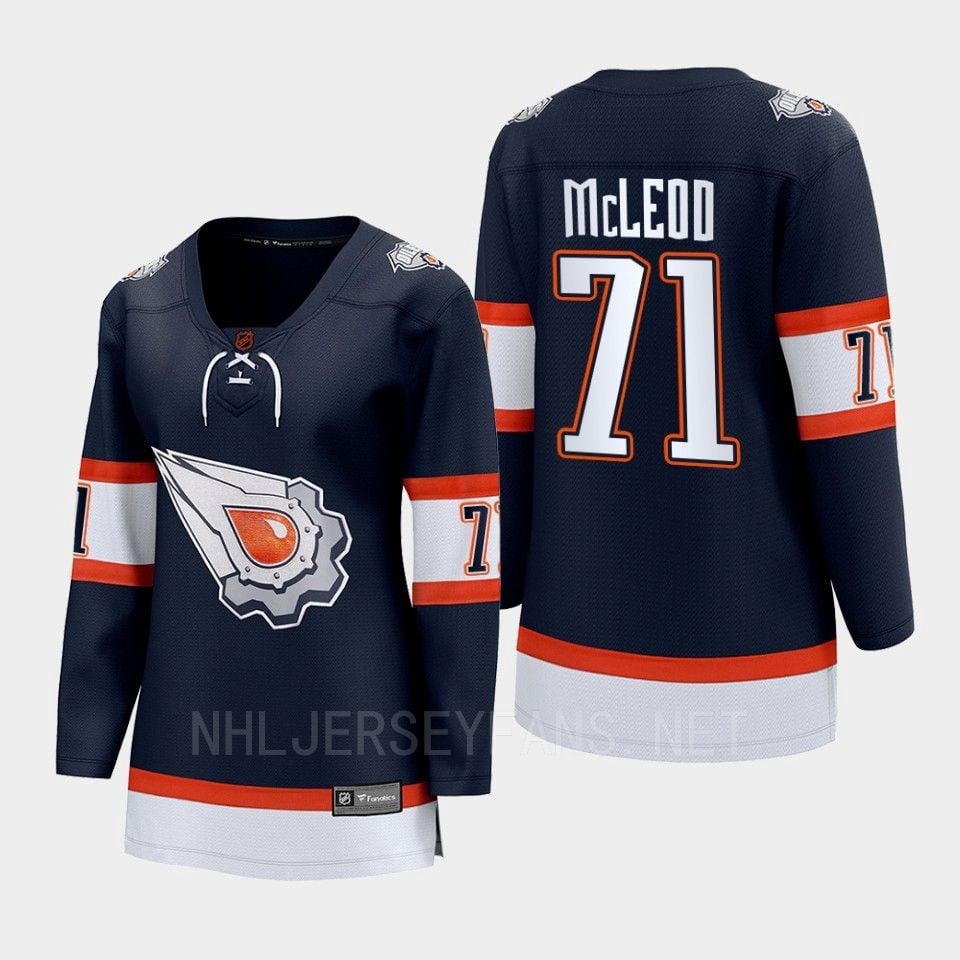 Ryan McLeod 71 Edmonton Oilers 2022 Special Edition 2.0 Women Breakaway Player Retro Hockey Jersey Navy - JS934 