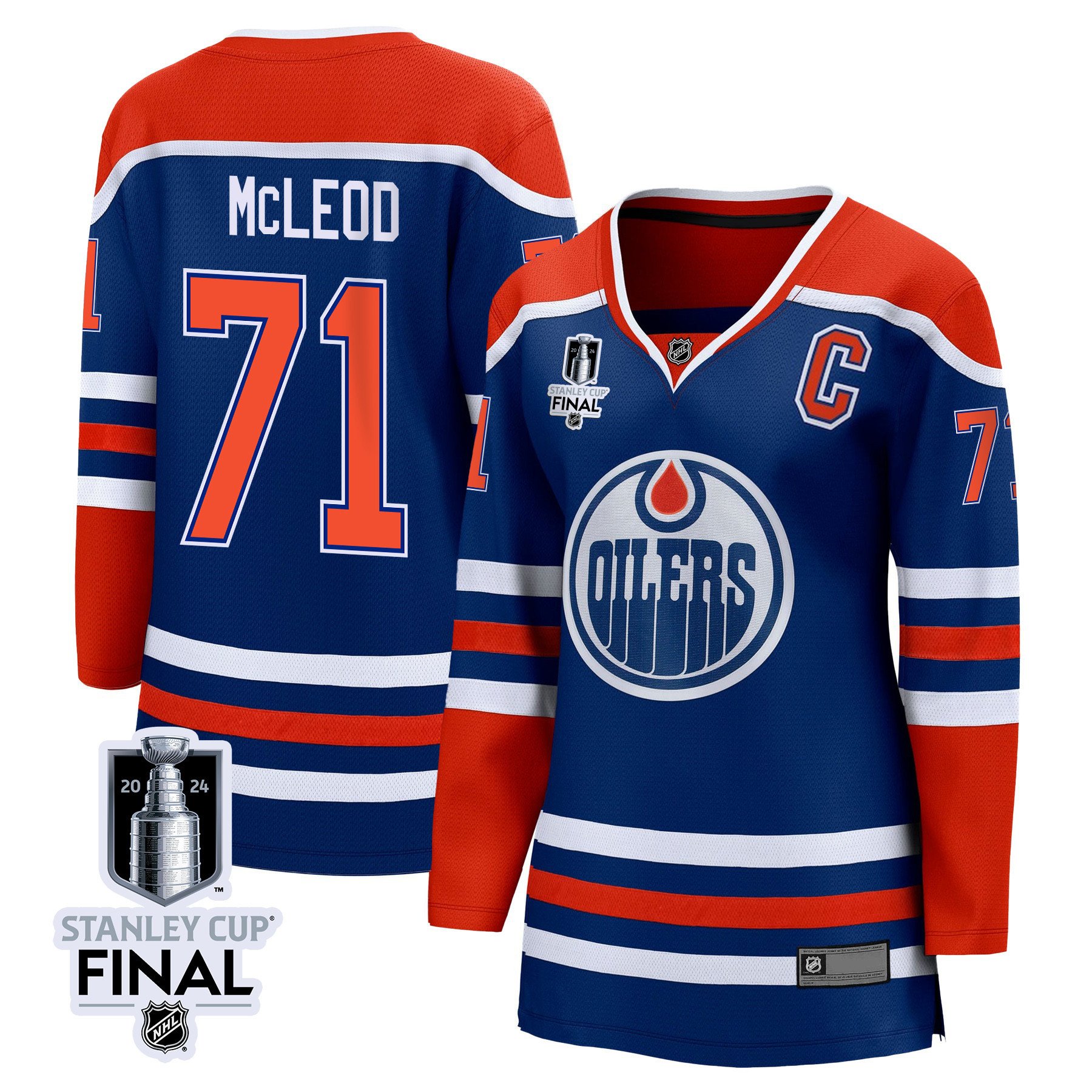 Ryan McLeod 71 Edmonton Oilers 2024 STANLEY CUP Final Women's Home Hockey Jersey - Royal - JS751 