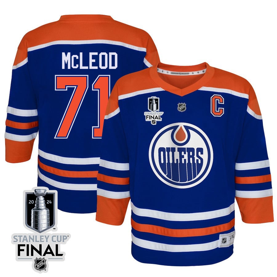 Ryan McLeod 71 Edmonton Oilers 2024 STANLEY CUP Final Youth Home Hockey Jersey - Royal - JS456 