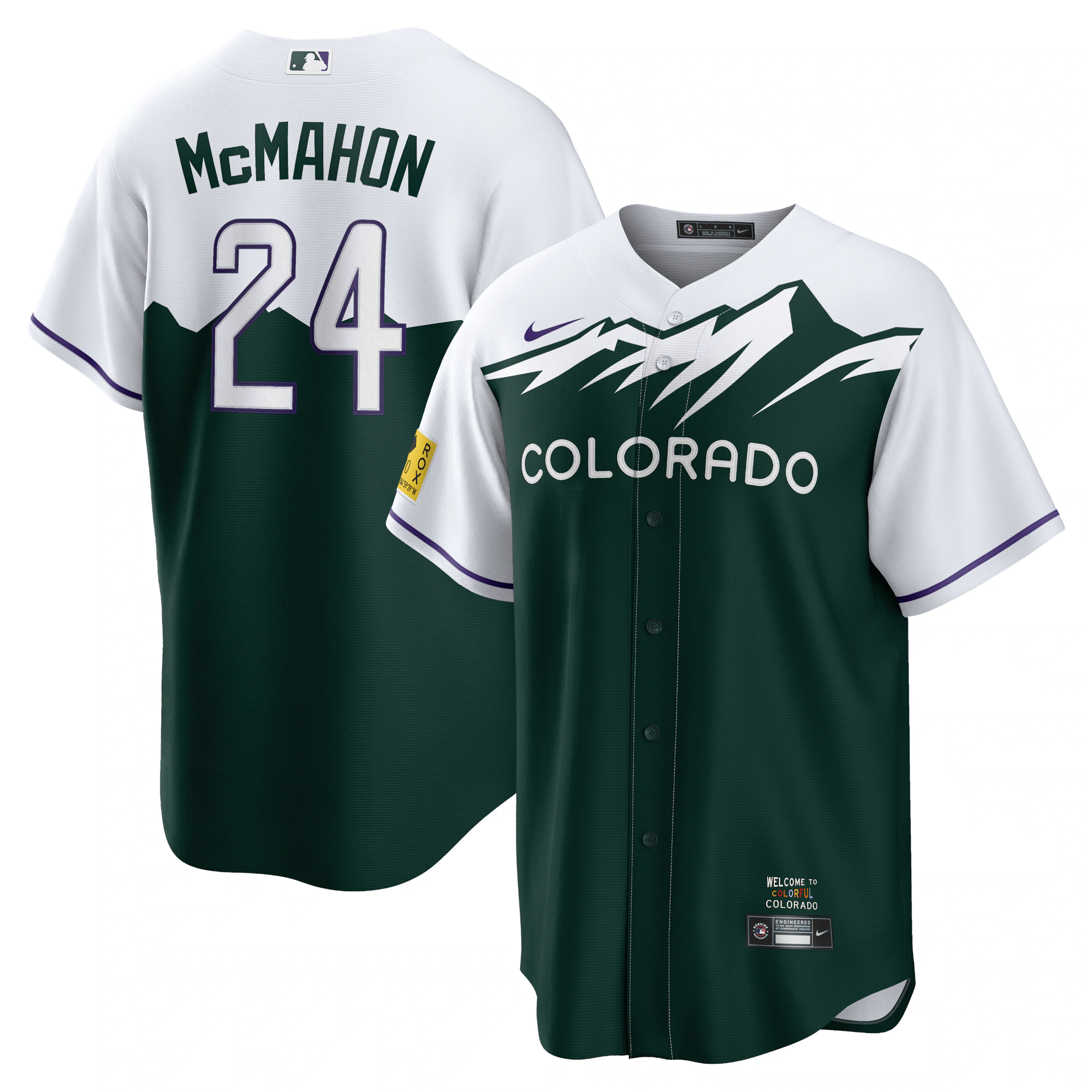 Ryan Mcmahon Colorado Rockies City Connect Replica Player Baseball Jersey – White/forest Green