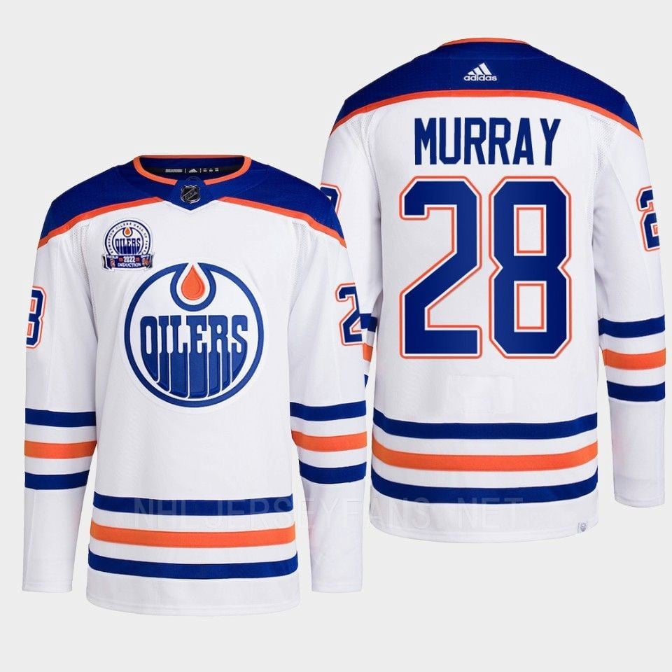 Ryan Murray 28 Edmonton Oilers White Hockey Jersey 2022 Lee Ryan Hall Of Fame Patch Away - JS884 