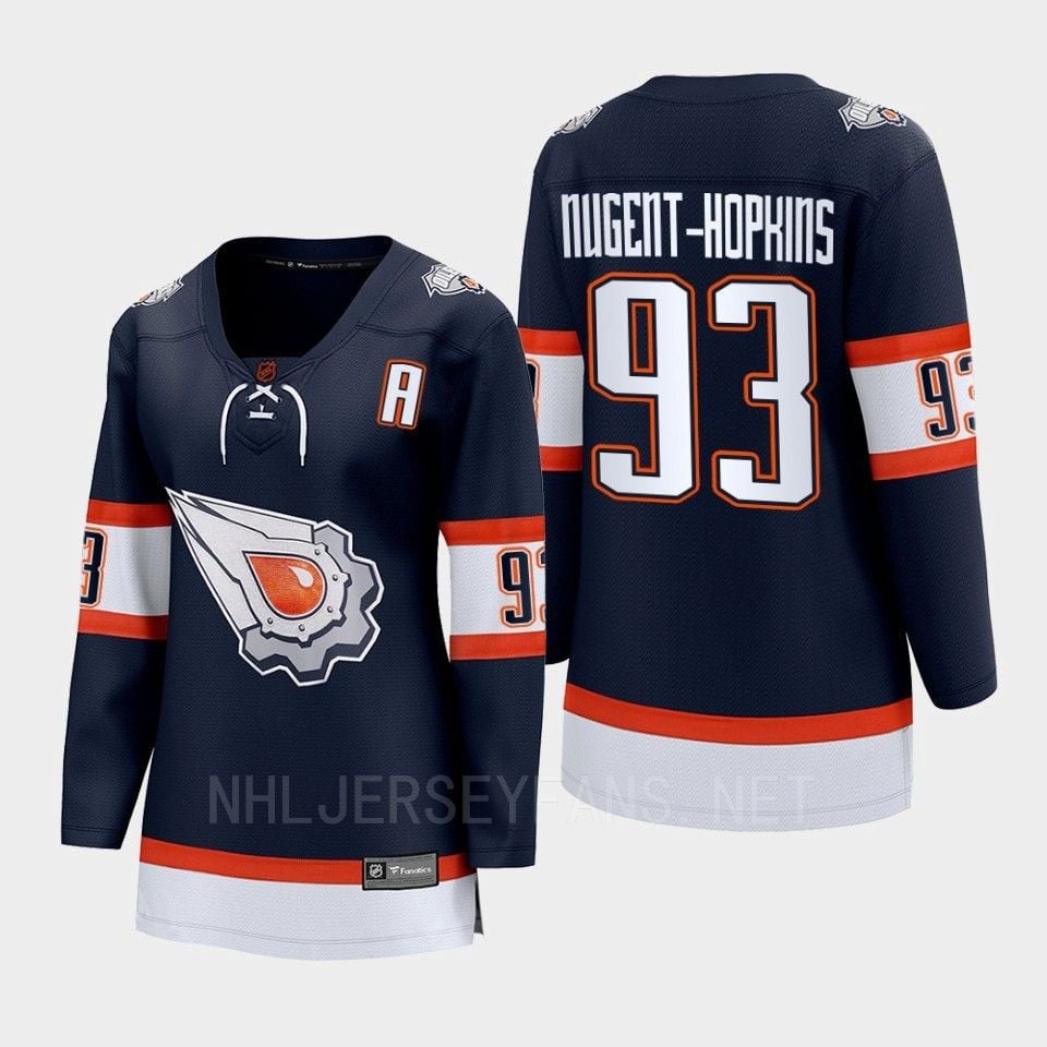 Ryan Nugent-Hopkins 93 Edmonton Oilers 2022 Special Edition 2.0 Women Breakaway Player Retro Hockey Jersey Navy - JS566 