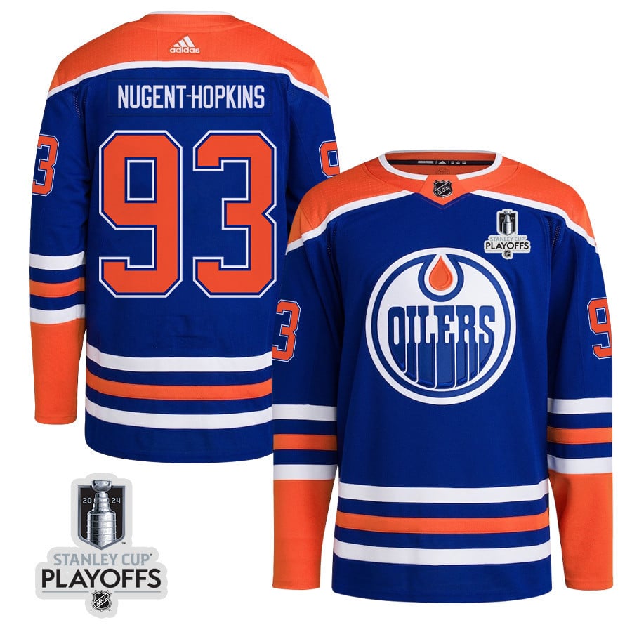 Ryan Nugent-Hopkins 93 Edmonton Oilers 2024 NHL Playoffs Patch Home Hockey Jersey - Men - JS602 