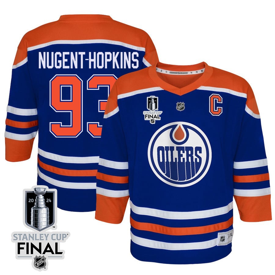 Ryan Nugent-Hopkins 93 Edmonton Oilers 2024 STANLEY CUP Final Youth Home Hockey Jersey - Royal - JS162 
