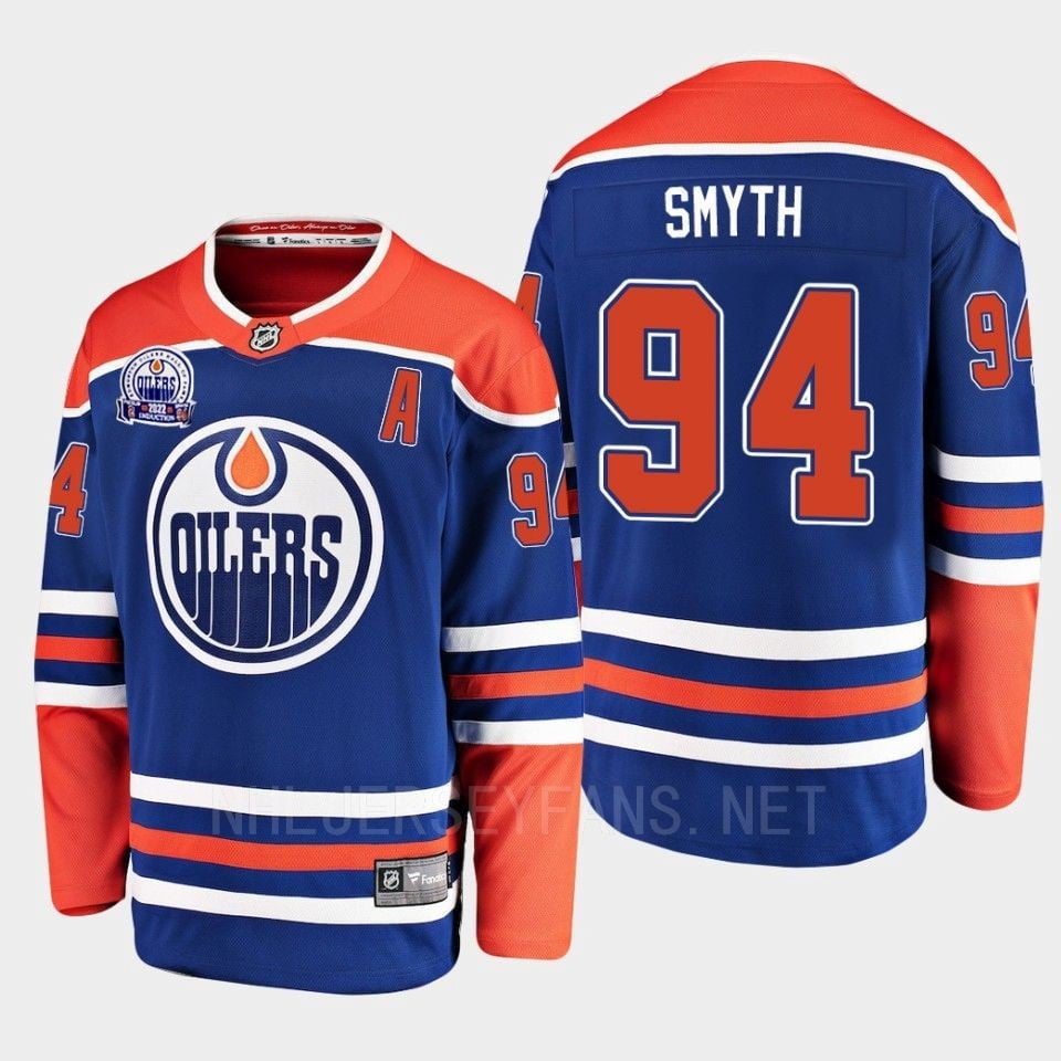 Ryan Smyth 94 Hall Of Fame Patch 2022 Edmonton Oilers Royal Hockey Jersey Home - JS892 