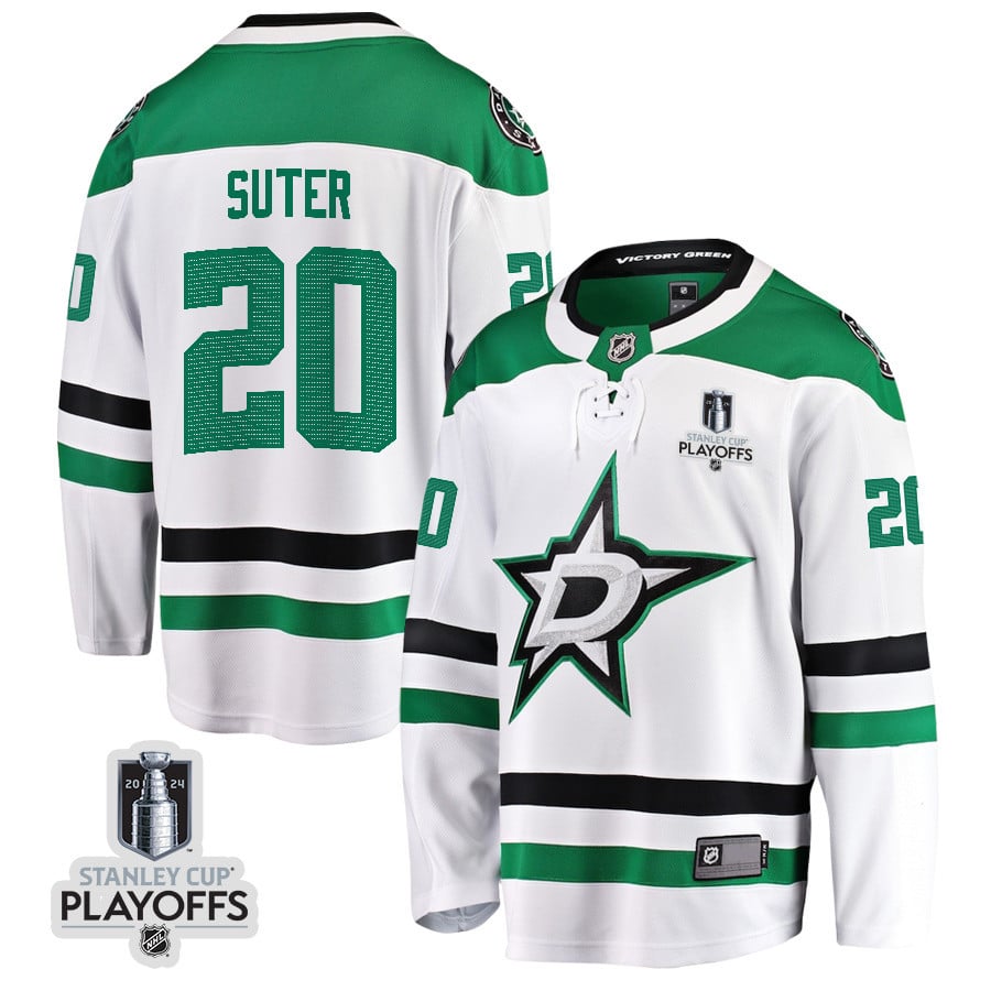 Ryan Suter 20 Dallas Stars 2024 NHL Playoffs Patch Away Breakaway Hockey Jersey - Men - JS427 