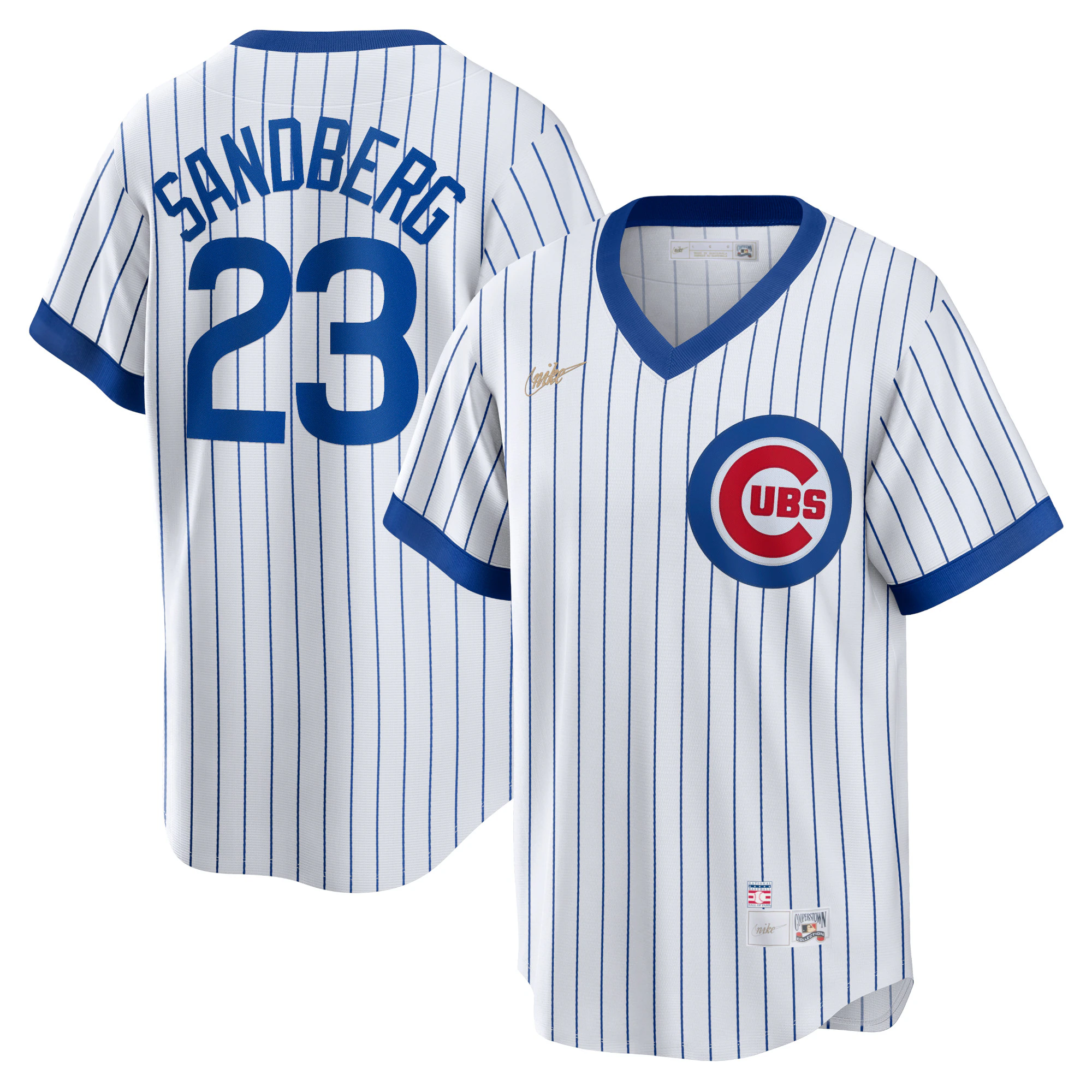Alternative view of Ryne Sandberg Chicago Cubs Home Cooperstown Collection Player Baseball Jersey – White