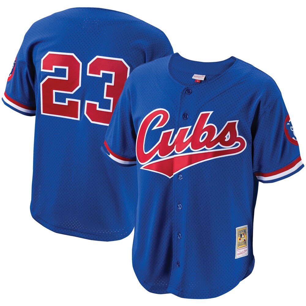 Ryne Sandberg Chicago Cubs Mitchell & Ness Cooperstown Collection Mesh Batting Practice Button-up Baseball Jersey - Royal