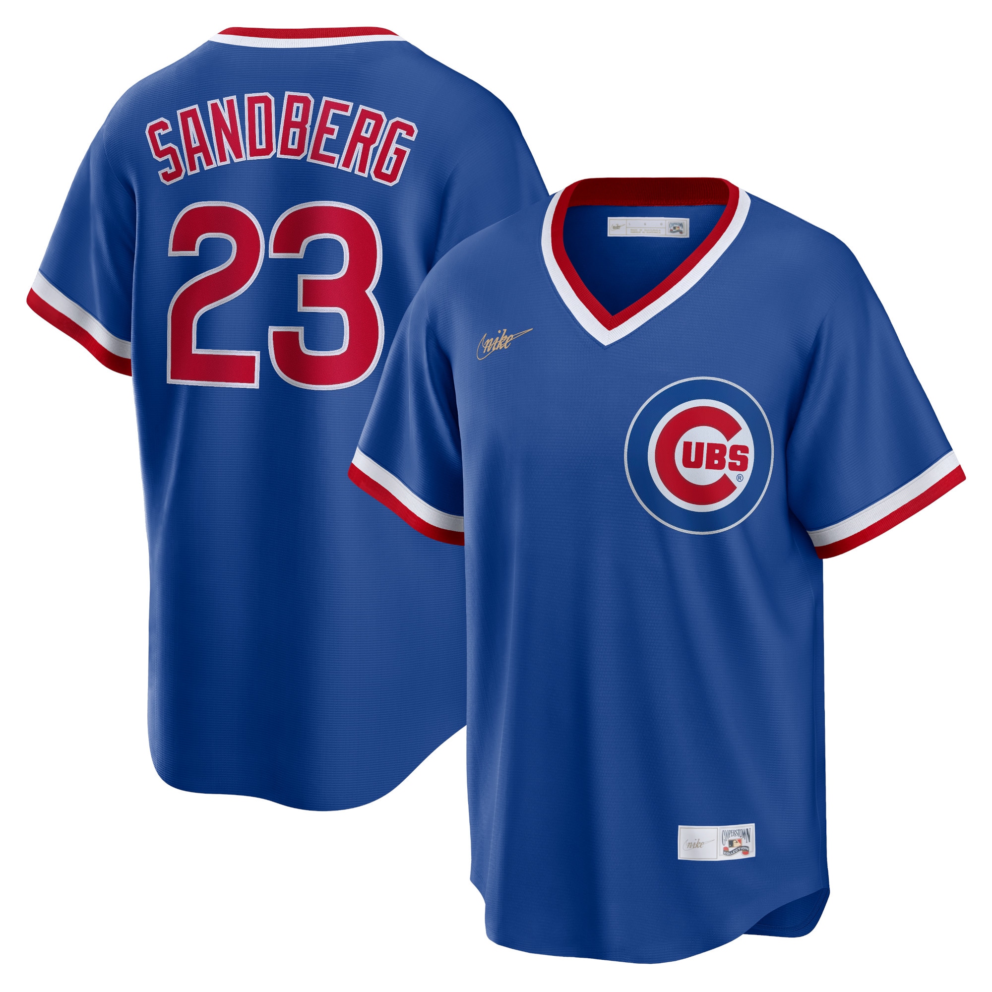 Alternative view of Ryne Sandberg Chicago Cubs Road Cooperstown Collection Player Baseball Jersey – Royal