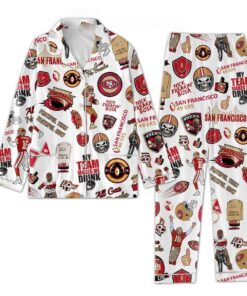 San Francisco Pajama Set &ndash; Football Lounge Wear, Red Team Print Sleep, hallowen