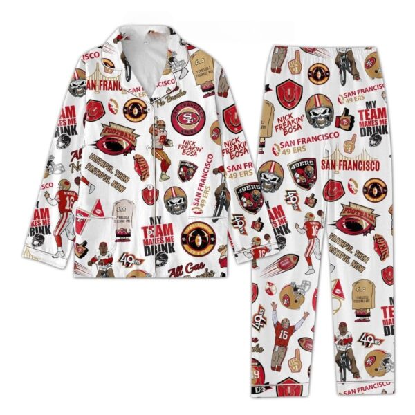 San Francisco Pajama Set – Football Lounge Wear, Red Team Print Sleep, hallowen