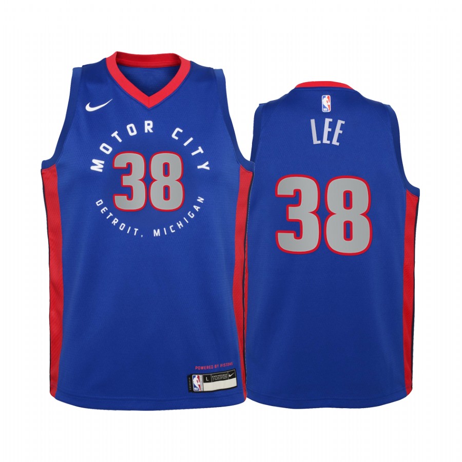 Saben Lee Detroit Pistons 2020-21 City Blue Youth Basketball Jersey - New Uniform