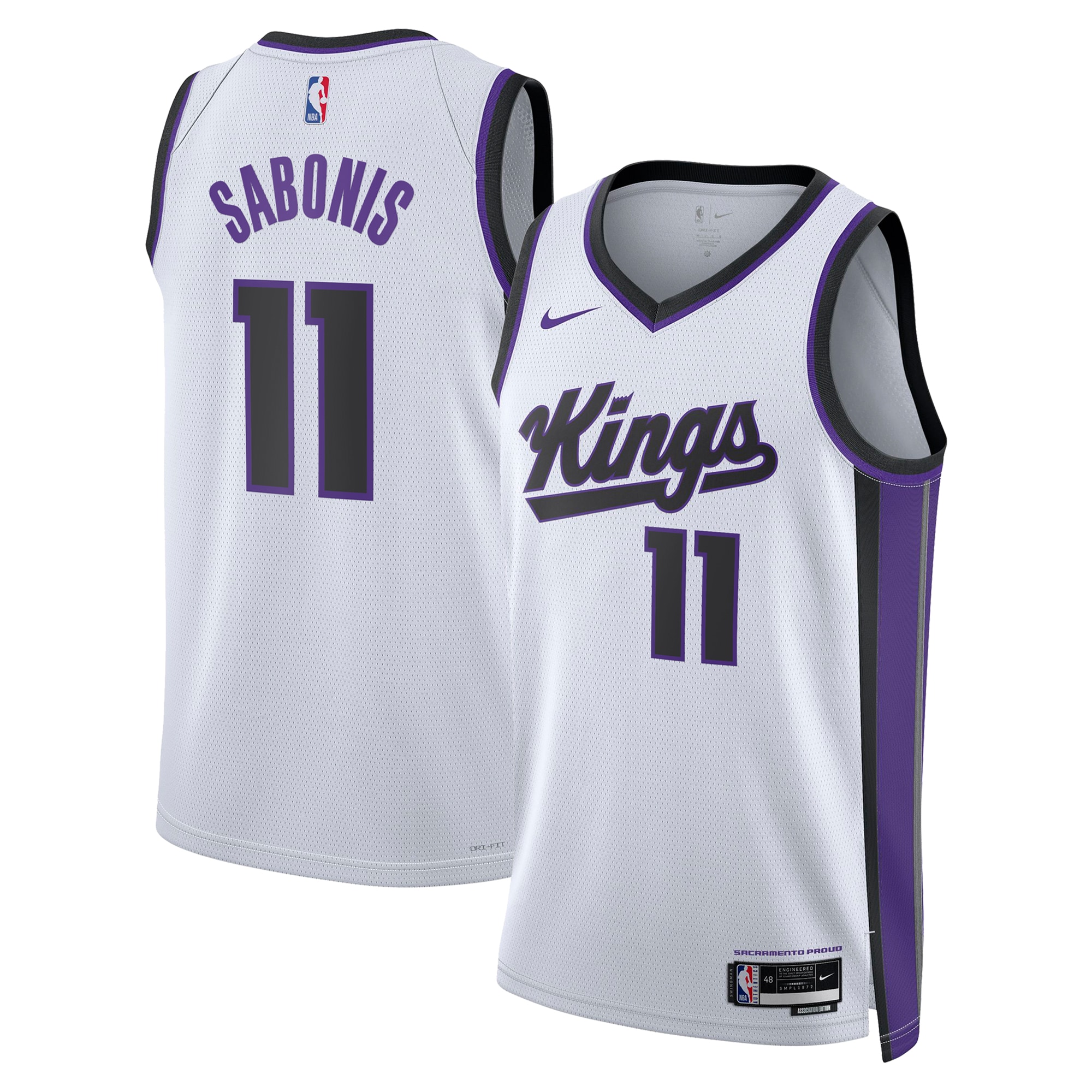 Sacramento Kings Association Edition Swingman Basketball Jersey - White - Domantas Sabonis - Unisex - JS814 