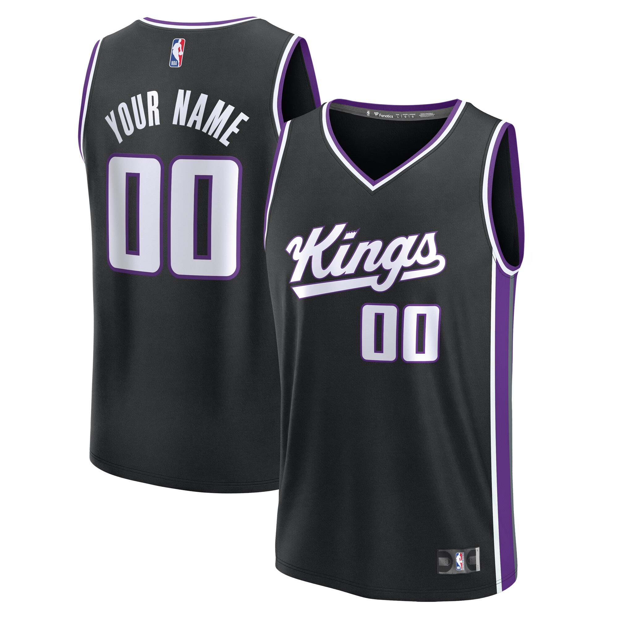 Sacramento Kings Fanatics Custom Fast Break Basketball Jersey - Black - Icon Edition