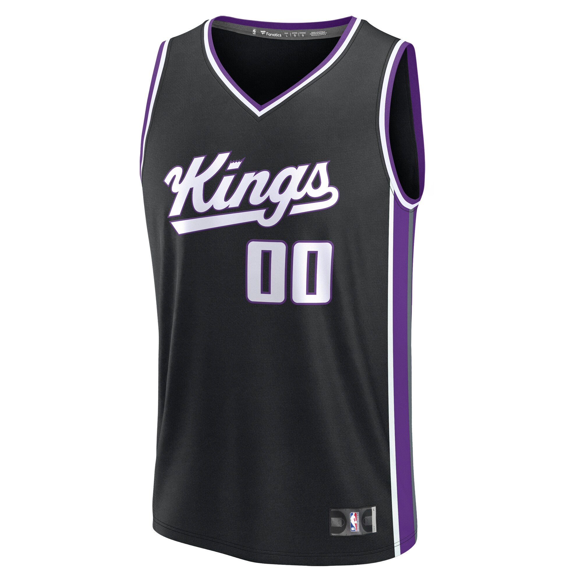Alternative view of Sacramento Kings Fanatics Youth Custom Fast Break Basketball Jersey - Black - Icon Edition