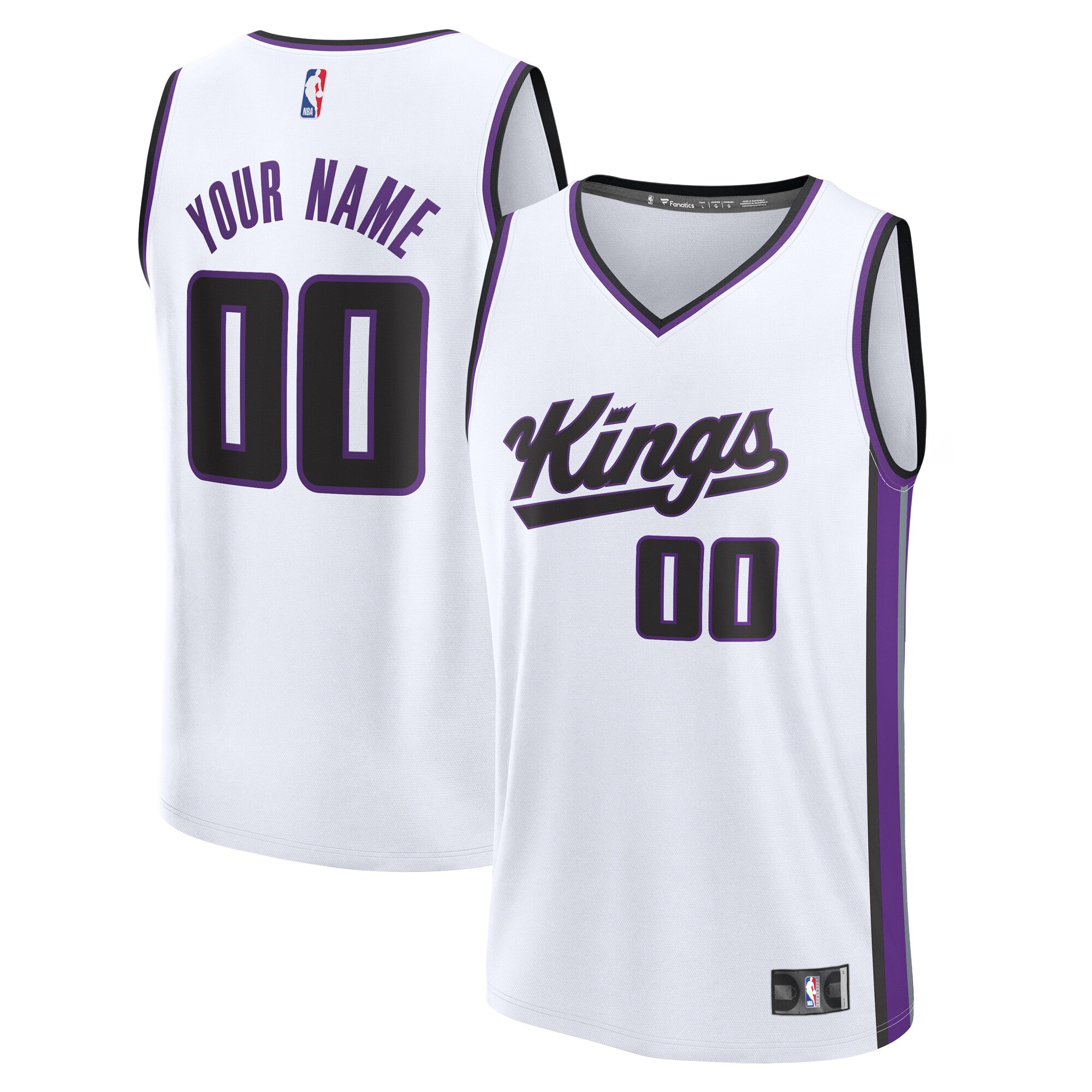 Sacramento Kings Fanatics Youth Custom Fast Break Basketball Jersey - White - Association Edition