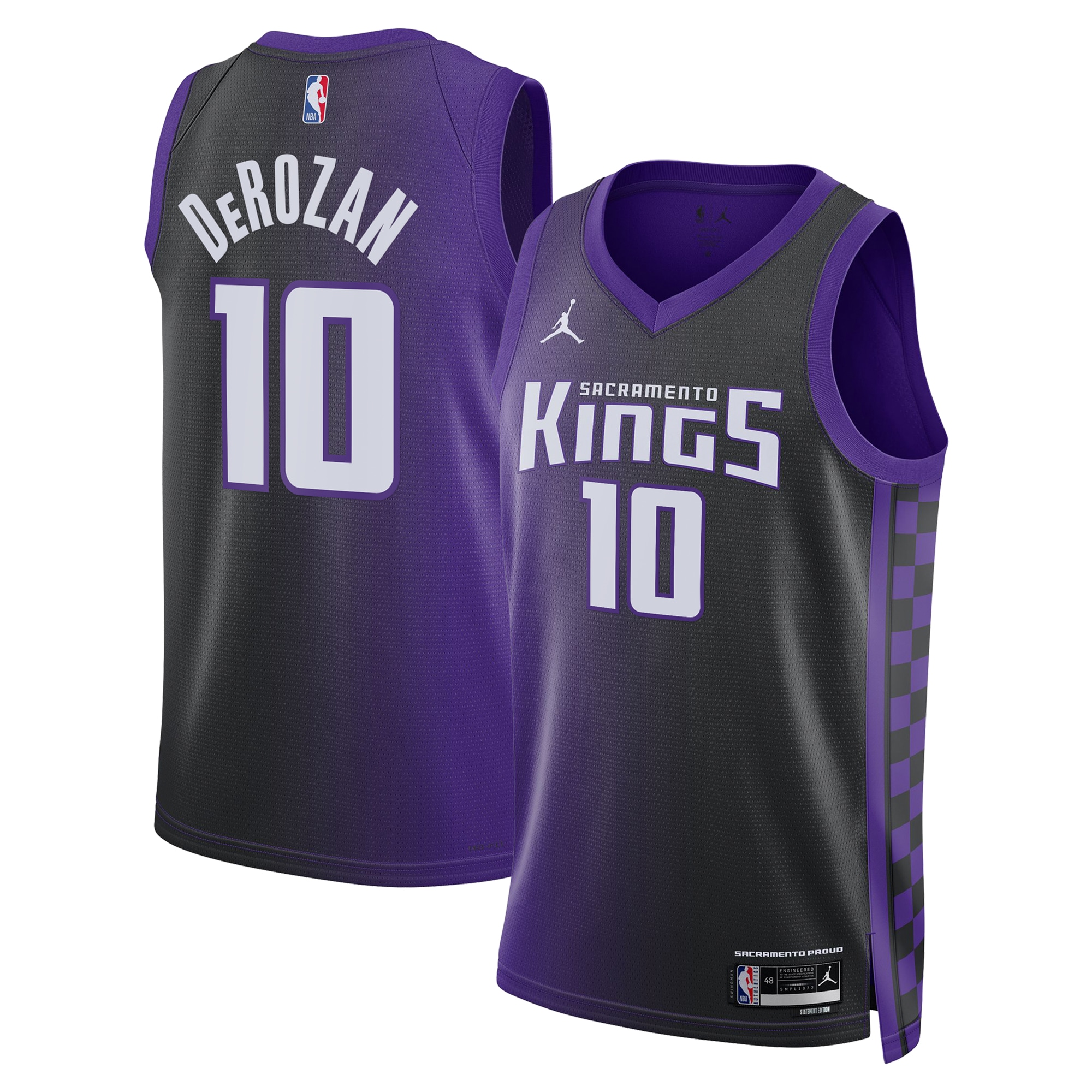 Sacramento Kings Jordan Brand Statement Edition Swingman Basketball Jersey - Purple - DeMar DeRozan - Unisex - JS309 