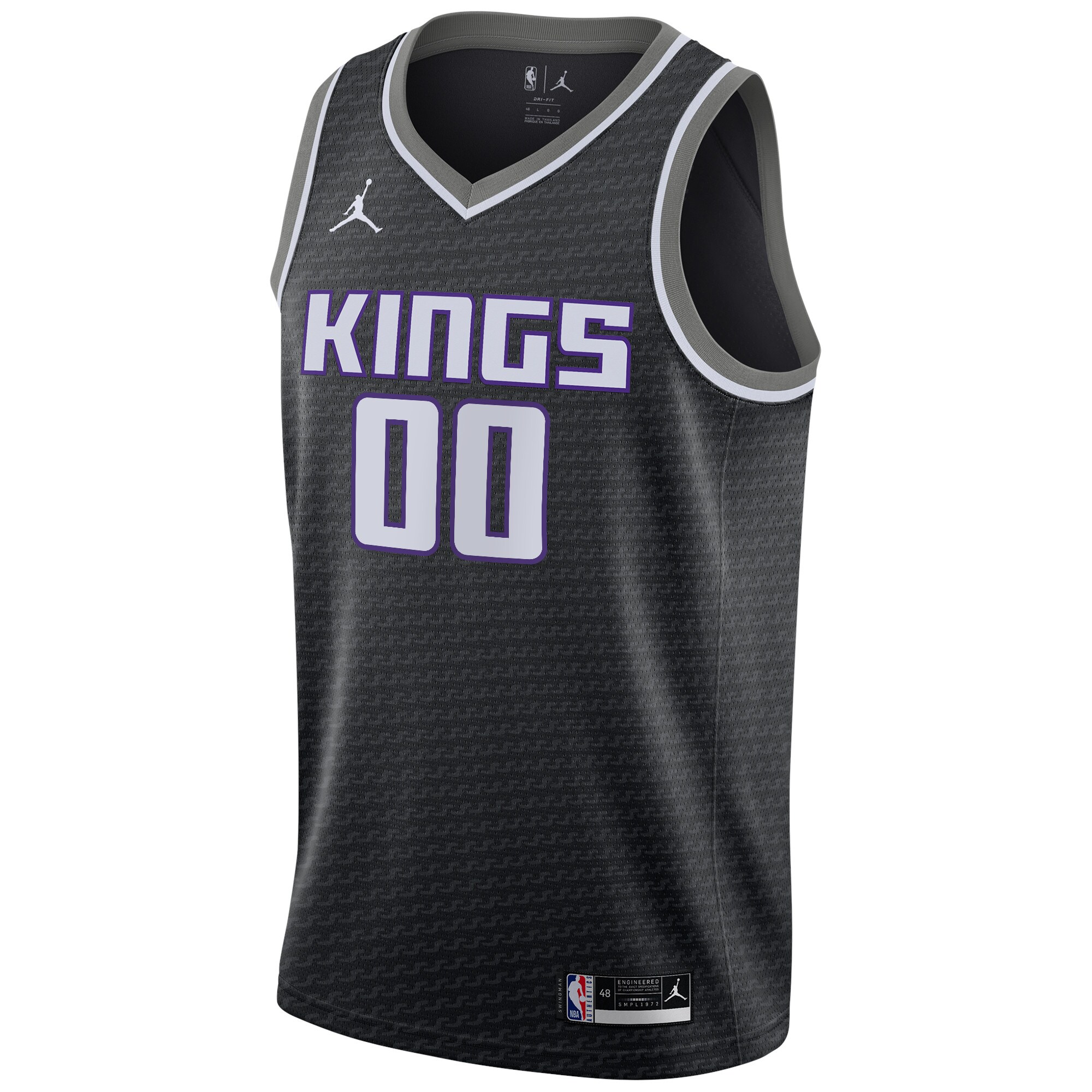 Alternative view of Sacramento Kings Jordan Brand Swingman Custom Basketball Jersey - Statement Edition - Black