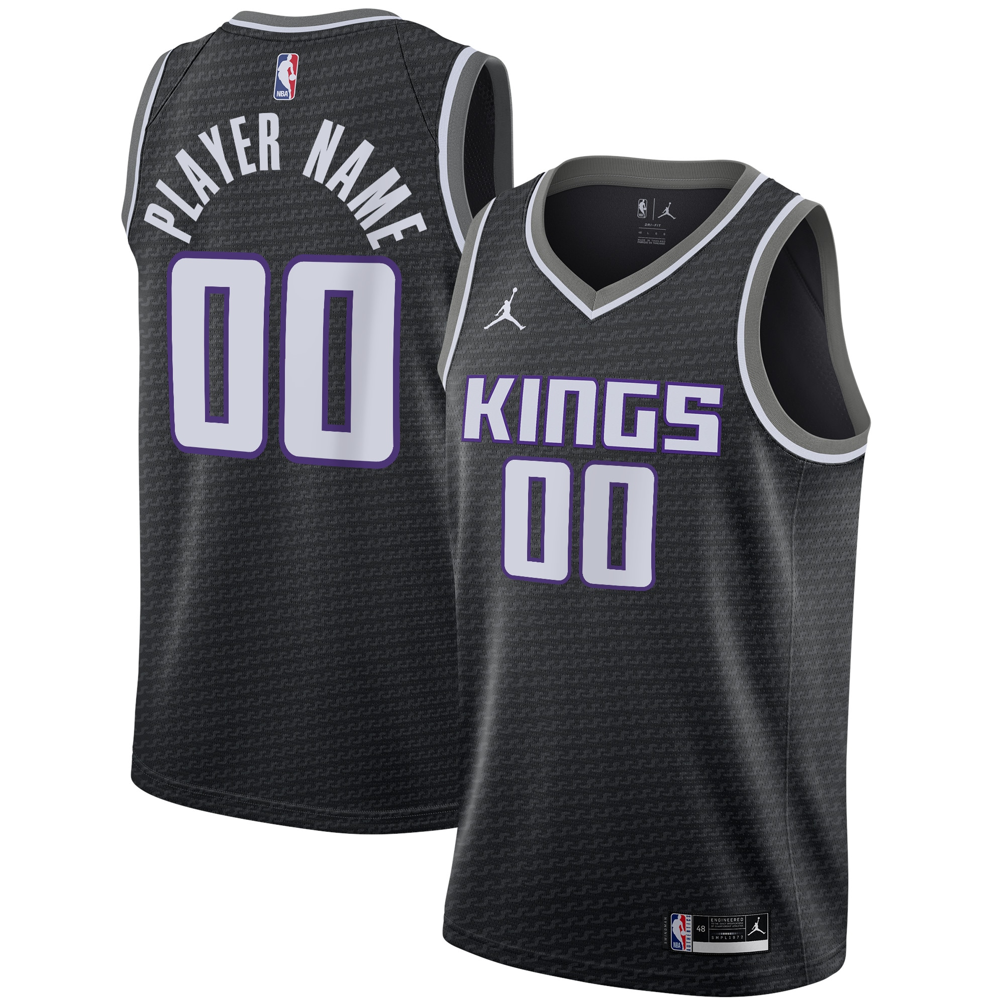 Sacramento Kings Jordan Brand Swingman Custom Basketball Jersey - Statement Edition - Black