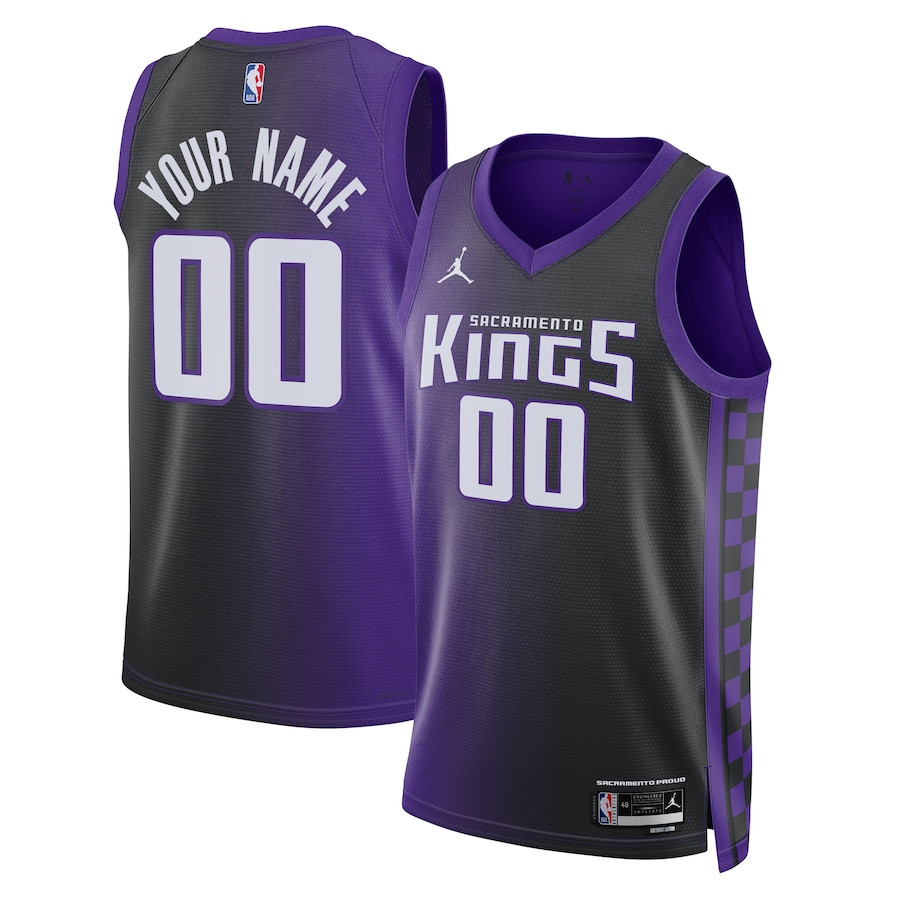 Sacramento Kings Statement Swingman Custom Basketball Jersey - Black/Purple - JS903 