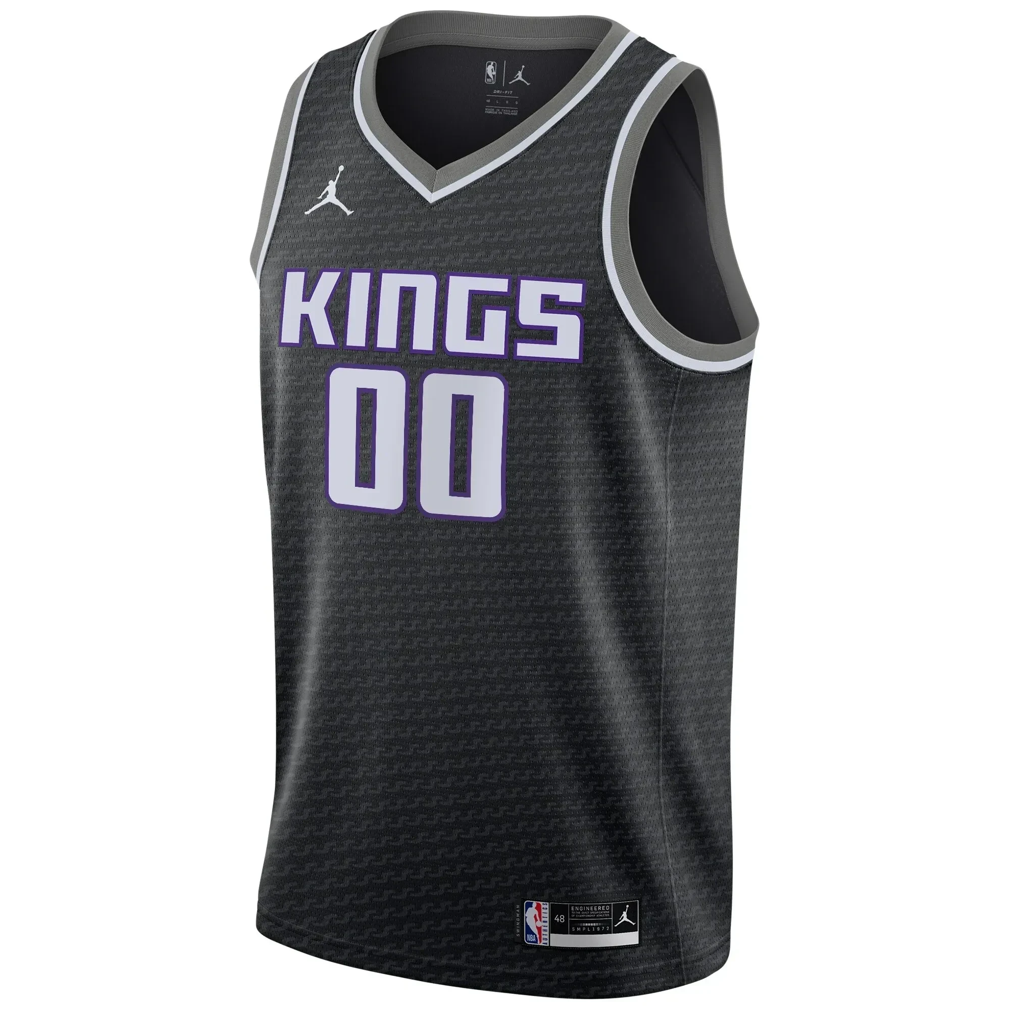 Alternative view of Sacramento Kings Swingman Custom Basketball Jersey - Statement Edition - Black - JS255 