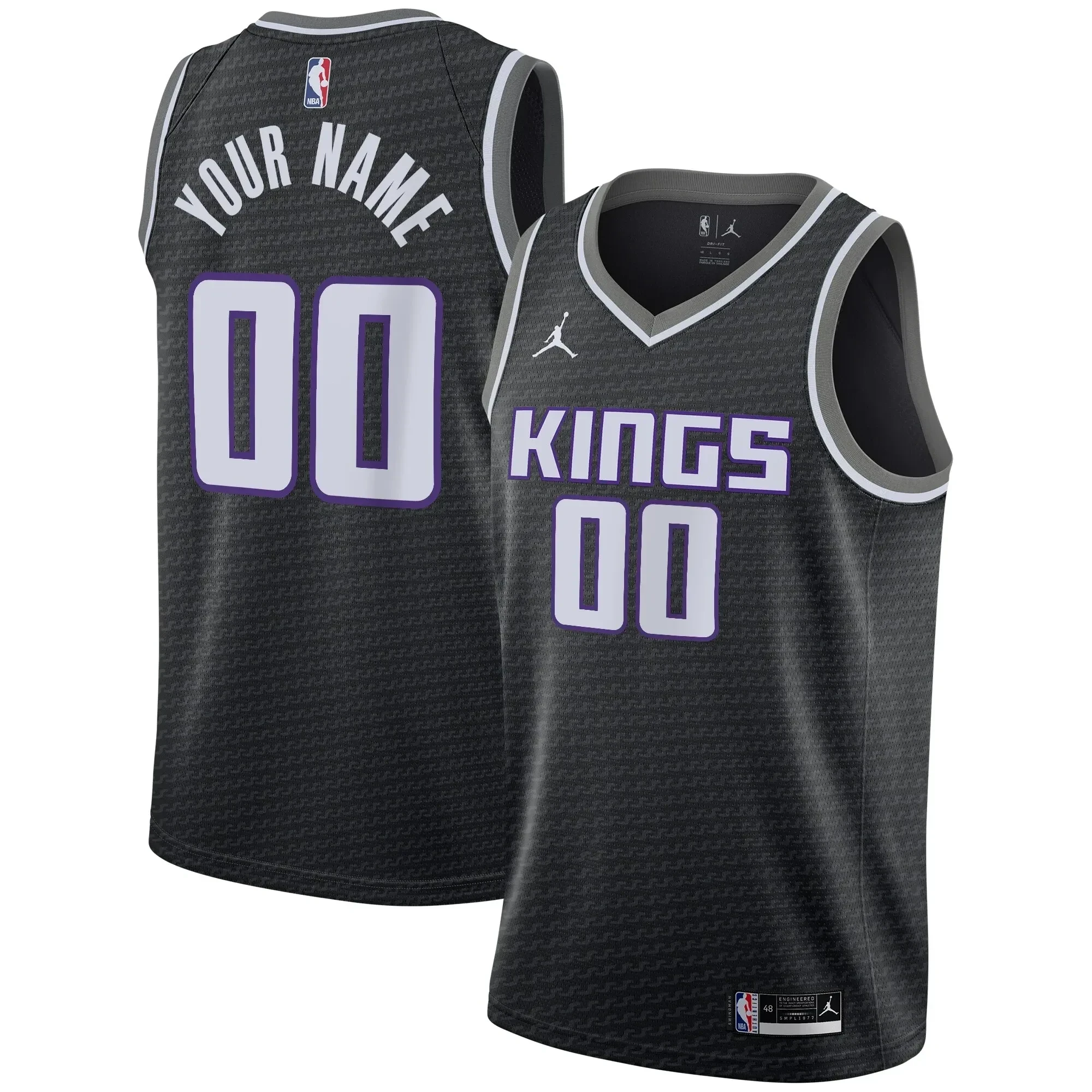 Sacramento Kings Swingman Custom Basketball Jersey - Statement Edition - Black - JS255 