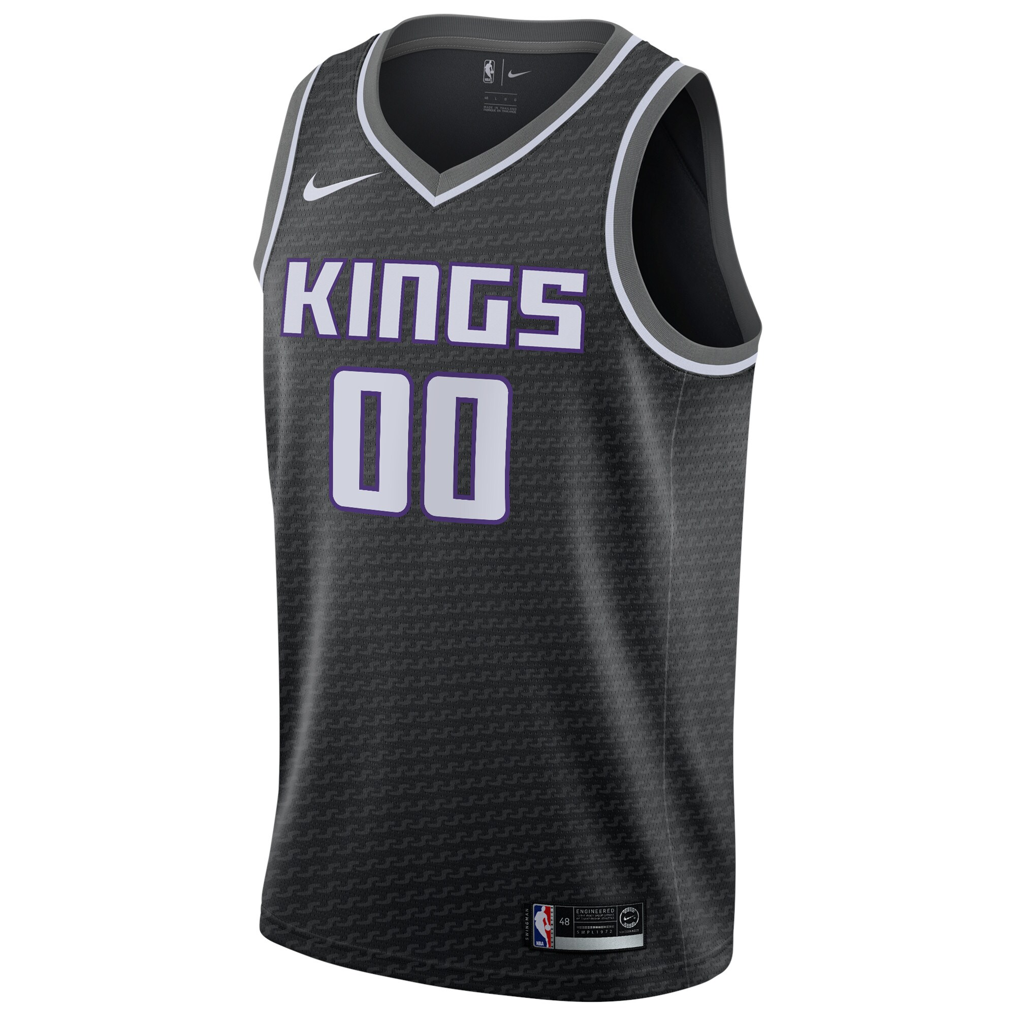 Alternative view of Sacramento Kings Swingman Custom Basketball Jersey Black - Statement Edition