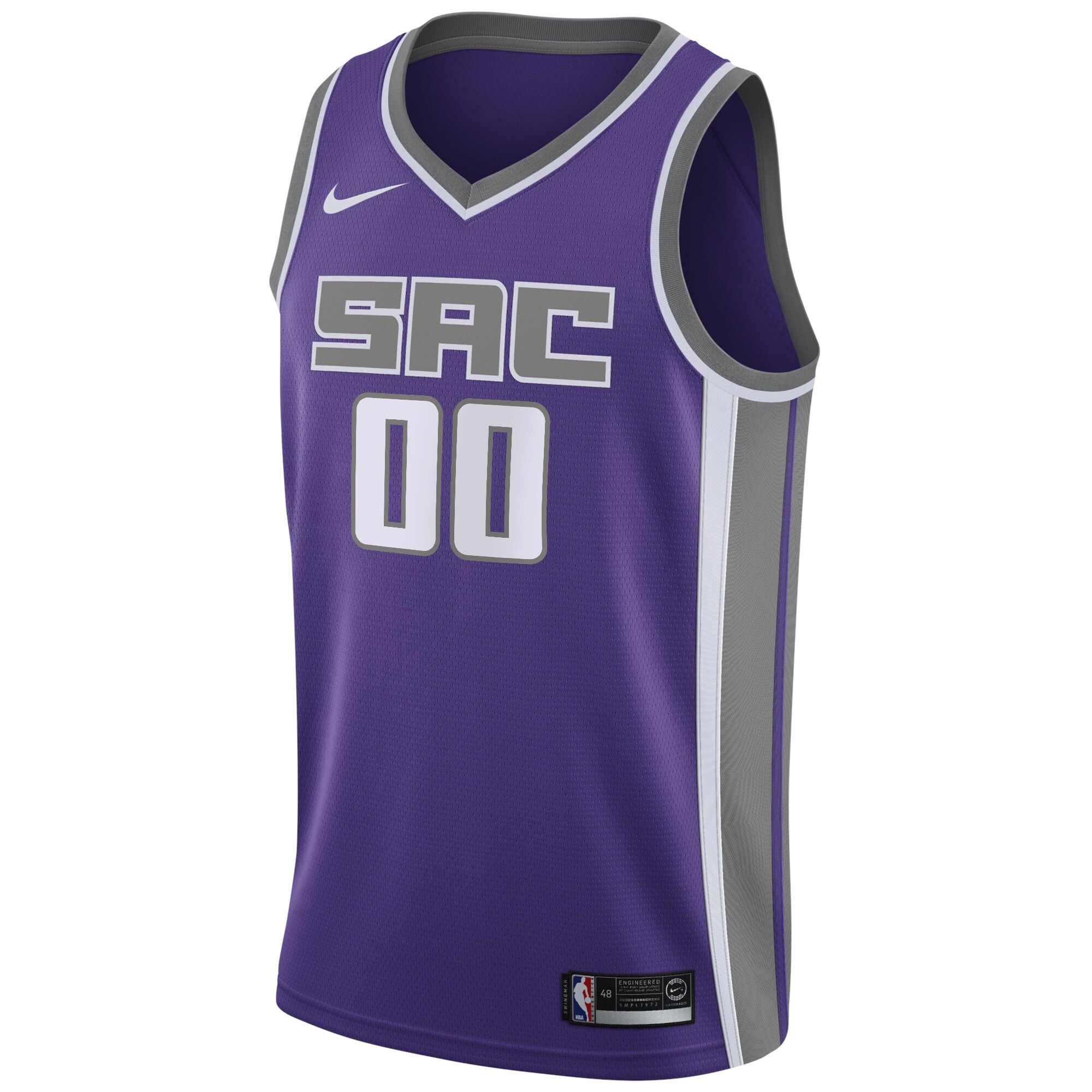 Alternative view of Sacramento Kings Swingman Custom Basketball Jersey Purple - Icon Edition