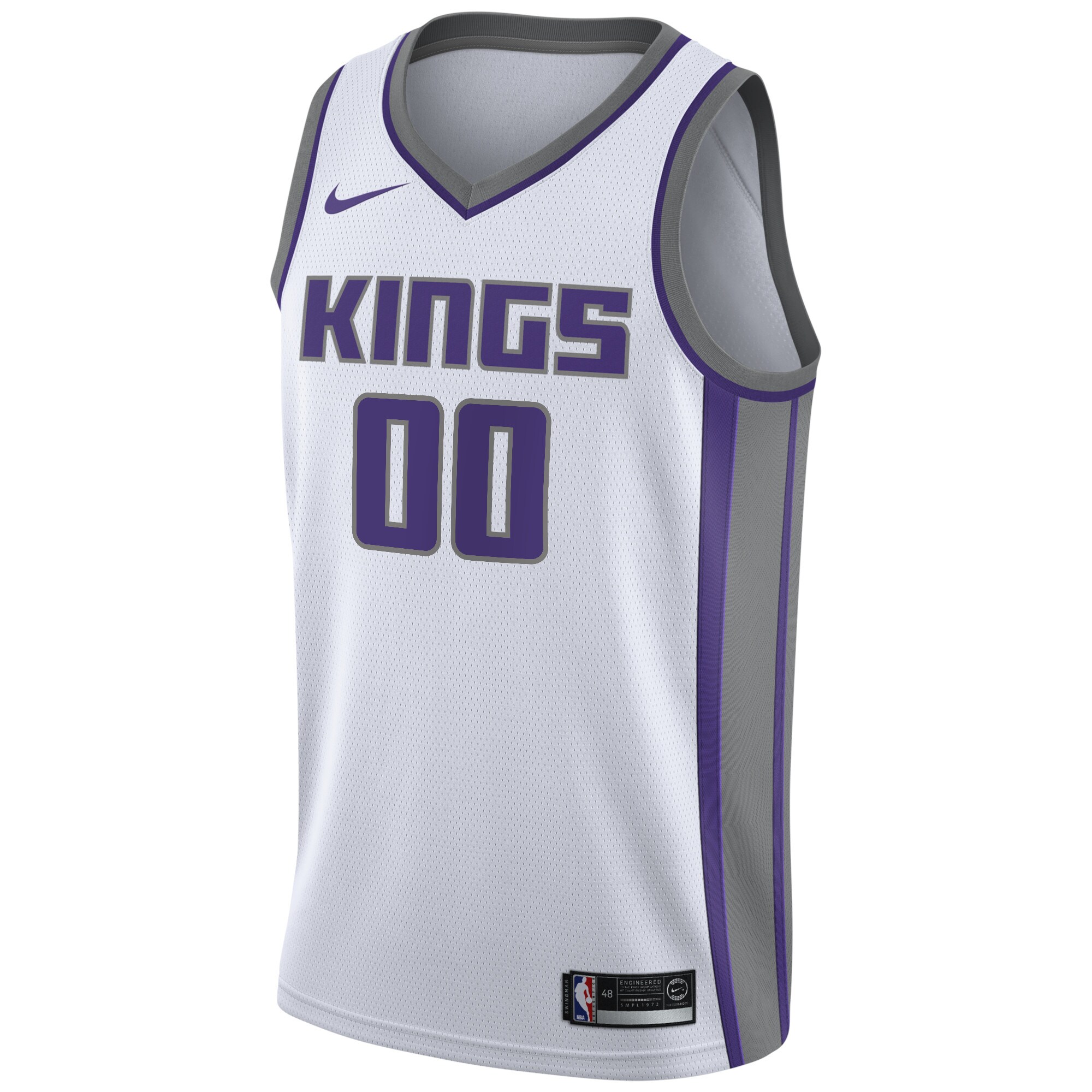 Alternative view of Sacramento Kings Swingman Custom Basketball Jersey White - Association Edition