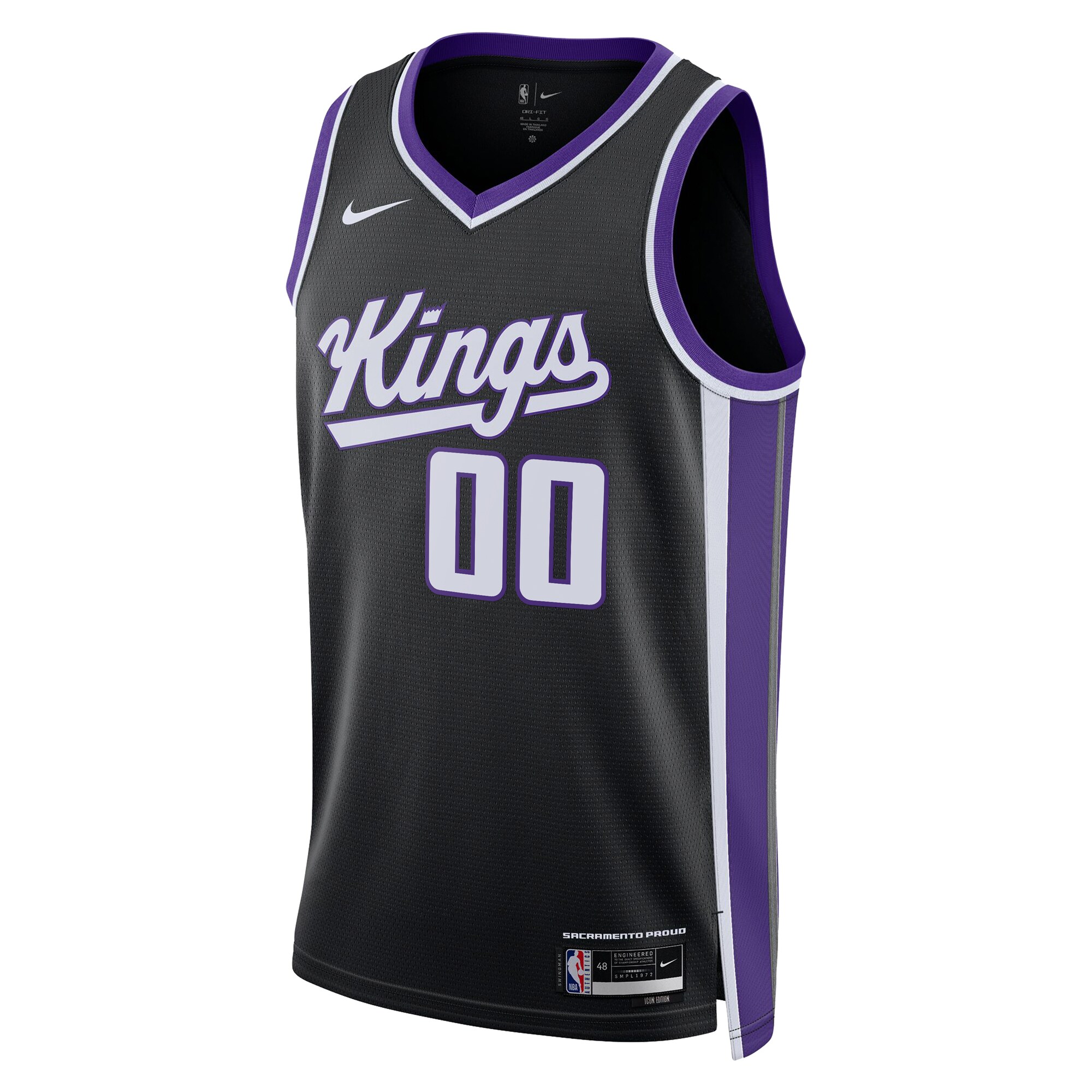 Alternative view of Sacramento Kings Unisex Swingman Custom Basketball Jersey - Icon Edition - Black