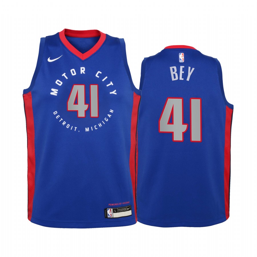 Saddiq Bey Detroit Pistons 2020-21 City Blue Youth Basketball Jersey - New Uniform