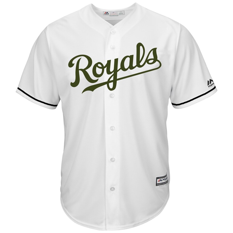 Alternative view of Salvador Perez Kansas City Royals Majestic 2017 Memorial Day Cool Base Player Baseball Jersey - White